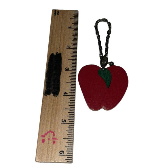 Hermès Hermes Red Apple shaped charm with gunmetal chain attachment Boxed - Picture 9 of 13